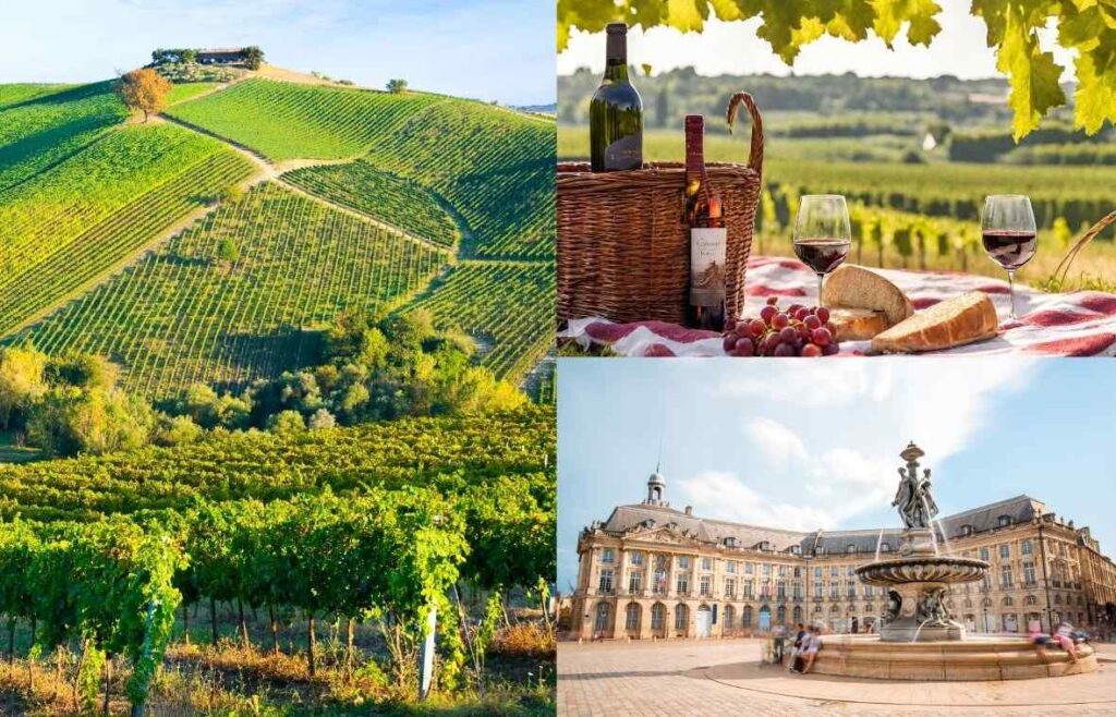 Left: Bordeaux Wine Country Top Right: InterContinental Bordeaux Le Grand Hotel | Bottom Right: Bordeaux, France
