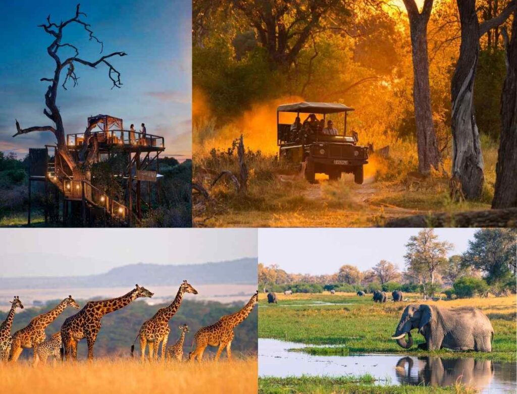 Top: Lion Sands, South Africa | Atzaró Okavango, Botswana Bottom: Masai Mara, Kenya | Okavango Delta Botswana